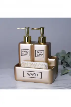 By Selim Liberty Fırçalı Süngerlikli İkili Sıvı Sabunluk - Vizon