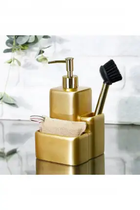 By Selim Marley Fırçalı Süngerlikli Sıvı Sabunluk - Altın
