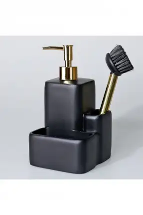 By Selim Marley Fırçalı Süngerlikli Sıvı Sabunluk - Siyah