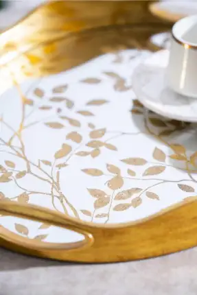 Arlo 2'li Gold Cam Tepsi - 43.5/37.5 cm Gold