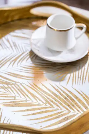 Vega 2'li Gold Cam Tepsi - 43.5/37.5 cm Gold