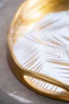 Vega 2'li Gold Cam Tepsi - 43.5/37.5 cm Gold