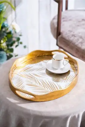 Vega 2'li Gold Cam Tepsi - 43.5/37.5 cm Gold