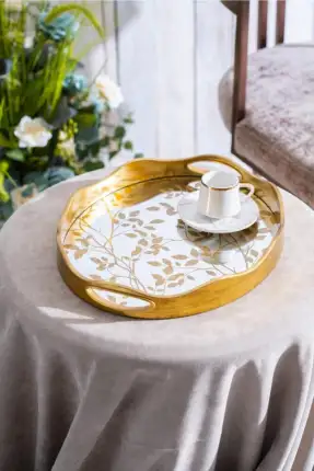 Arlo 2'li Gold Cam Tepsi - 43.5/37.5 cm Gold