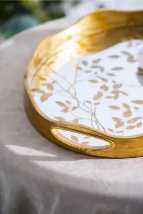 Arlo 2'li Gold Cam Tepsi - 43.5/37.5 cm Gold