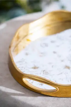 Rosa 2'li Gold Cam Tepsi - 43.5/37.5 cm Gold