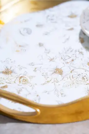 Rosa 2'li Gold Cam Tepsi - 43.5/37.5 cm Gold