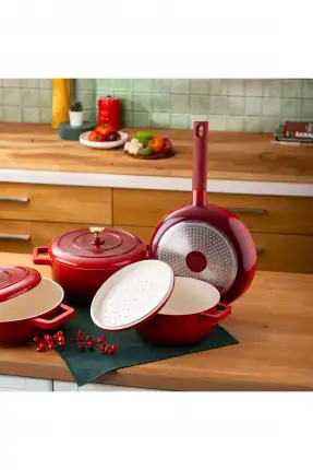 Emsan Red Royal 7 Parça Tencere Seti