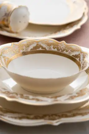 Acar Aurora 60 Parça 12 Kişilik Gold Porselen Yemek Takımı
