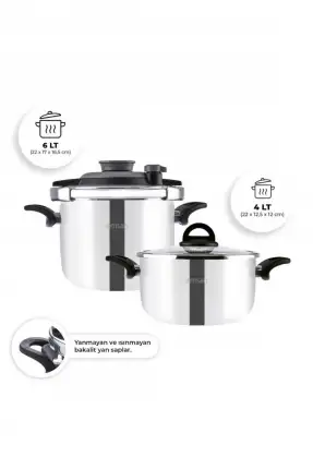 Emsan Vera 4+6 Lt Düdüklü Tencere Seti - Siyah
