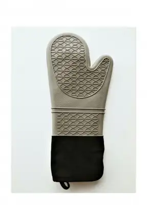 Penguen Karamela Büyük Boy Silikon Fırın Eldiveni 40cm - Siyah