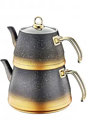 Oms 4pcs Granit M Boy Çaydanlık Cam Kapak Gold