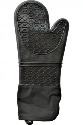 Penguen Karamela Büyük Boy Silikon Fırın Eldiveni 40cm - Siyah