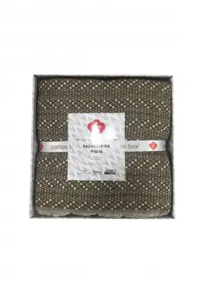 Cotton Box Çift Kişilik Saçaklı Pike - Kahve Ekru