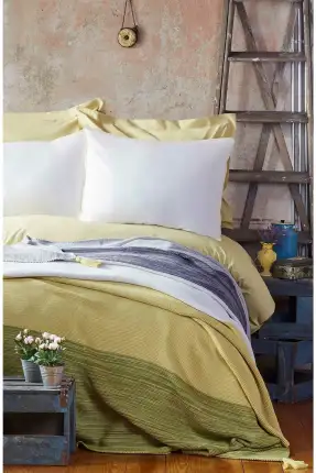 Karaca Home Becca Haki Yeşili Çift Kişilik Örgü Battaniye Takımı