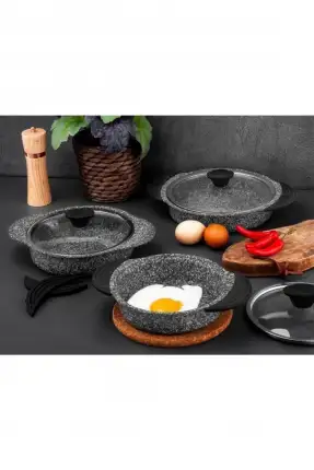 Taç Granit 3'lü Sahan Seti 12 Parça