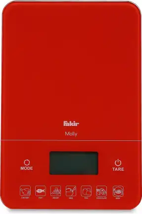 Fakir Molly Dijital Mutfak Tartısı ve Tek Tuş Kalori Ölçer Kırmızı