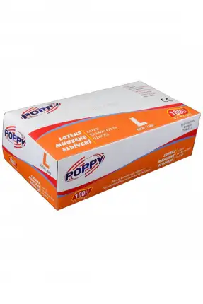 Poppy Lateks Pudralı Eldiven - Large - 1 Paket 100 Adet