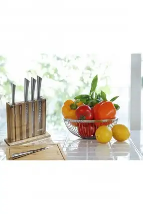 Emsan Matriks 7 Parça Kesme Tahtalı Paslanmaz Çelik Bıçak Takımı