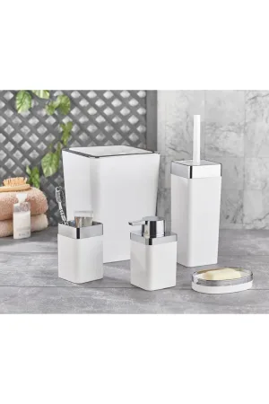 Noble Life Plus 5 Parça Akrilik Metalize Kaplamalı Lüx Banyo Seti Beyaz