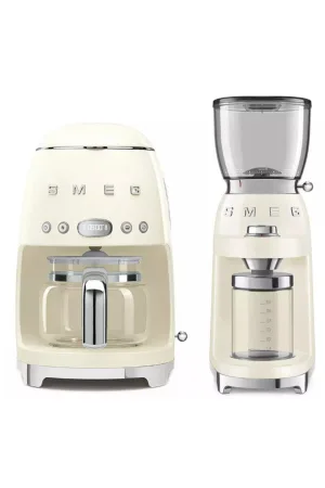 Smeg Krem Filtre Kahve Makinesi ve Kahve Öğütme Makinesi Seti