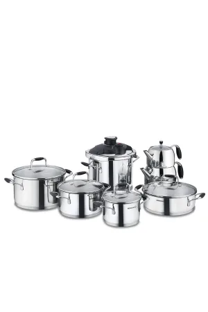 Korkmaz Flora 14 Parça Hiper Set Siyah A1758 İnox