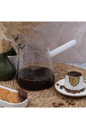Arow Isıya Dayanıklı Borosilikat Cam Cezve - 1000 ML - PM-2714 Beyaz