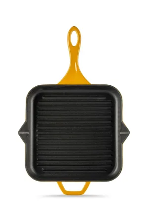 Hosse HSKGTV 2828 Kare Grill Döküm Tava – 28x28 cm (Yardımcı Kulplu) Sarı