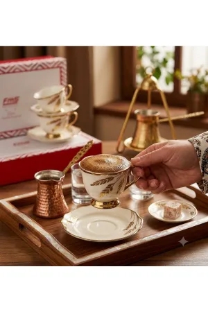 Fms Duru Gold Başak Desenli 12 Parça 6 Kişilik Fincan Takımı - 1211