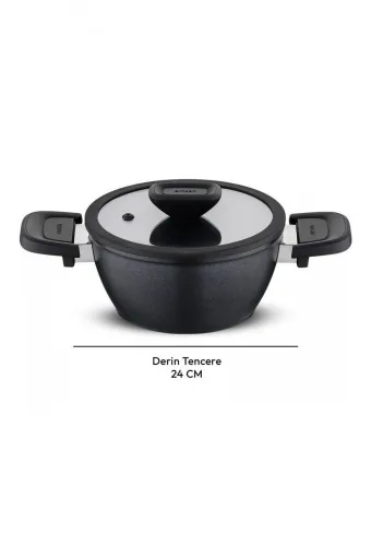 Emsan Diamente Exclusive 24cm Derin Tencere - Siyah