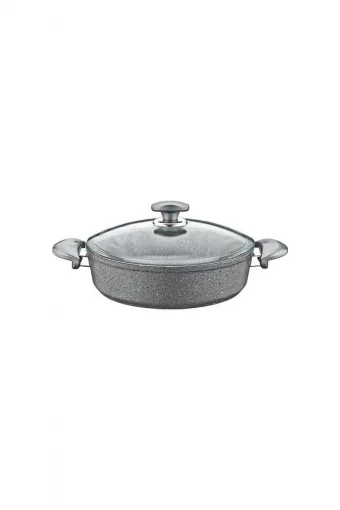Oms Granit Basık Karnıyarık Tenceresi 30X8,5cm Gri - 3310