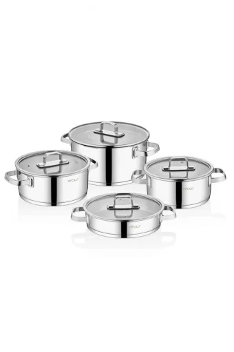 Arow Venita 8 Parça Çelik Tencere Seti - Inox