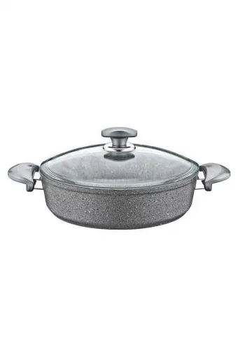 Oms Granit Basık Karnıyarık Tenceresi 32X9cm Gri - 3310