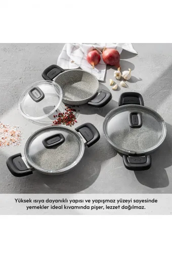 Emsan Fortis Granit 6 Parça Sahan Seti - Gri