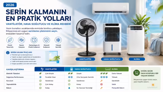 2026 Yazında Serin Kalmanın En Pratik Yolları: Vantilatör, Hava Soğutucu ve Klima Rehberi