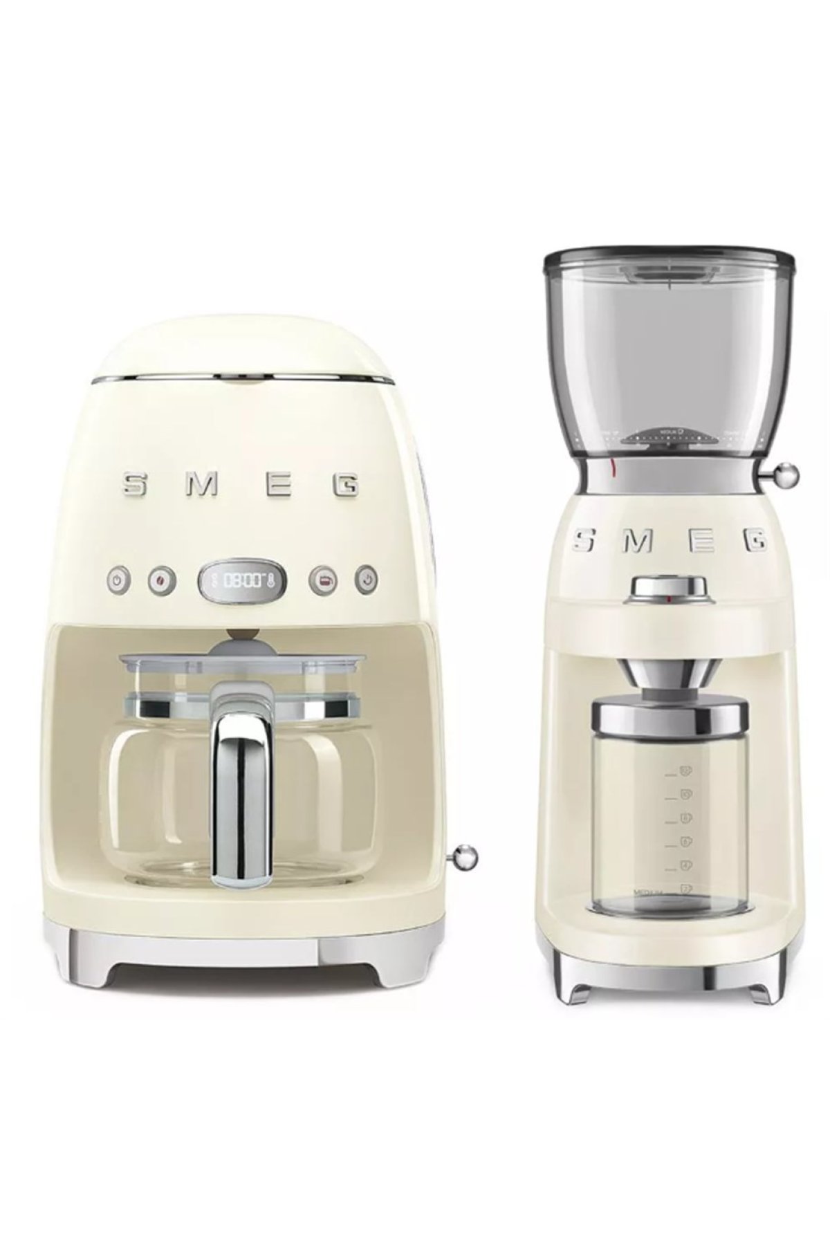 Smeg Krem Filtre Kahve Makinesi ve Kahve Öğütme Makinesi Seti