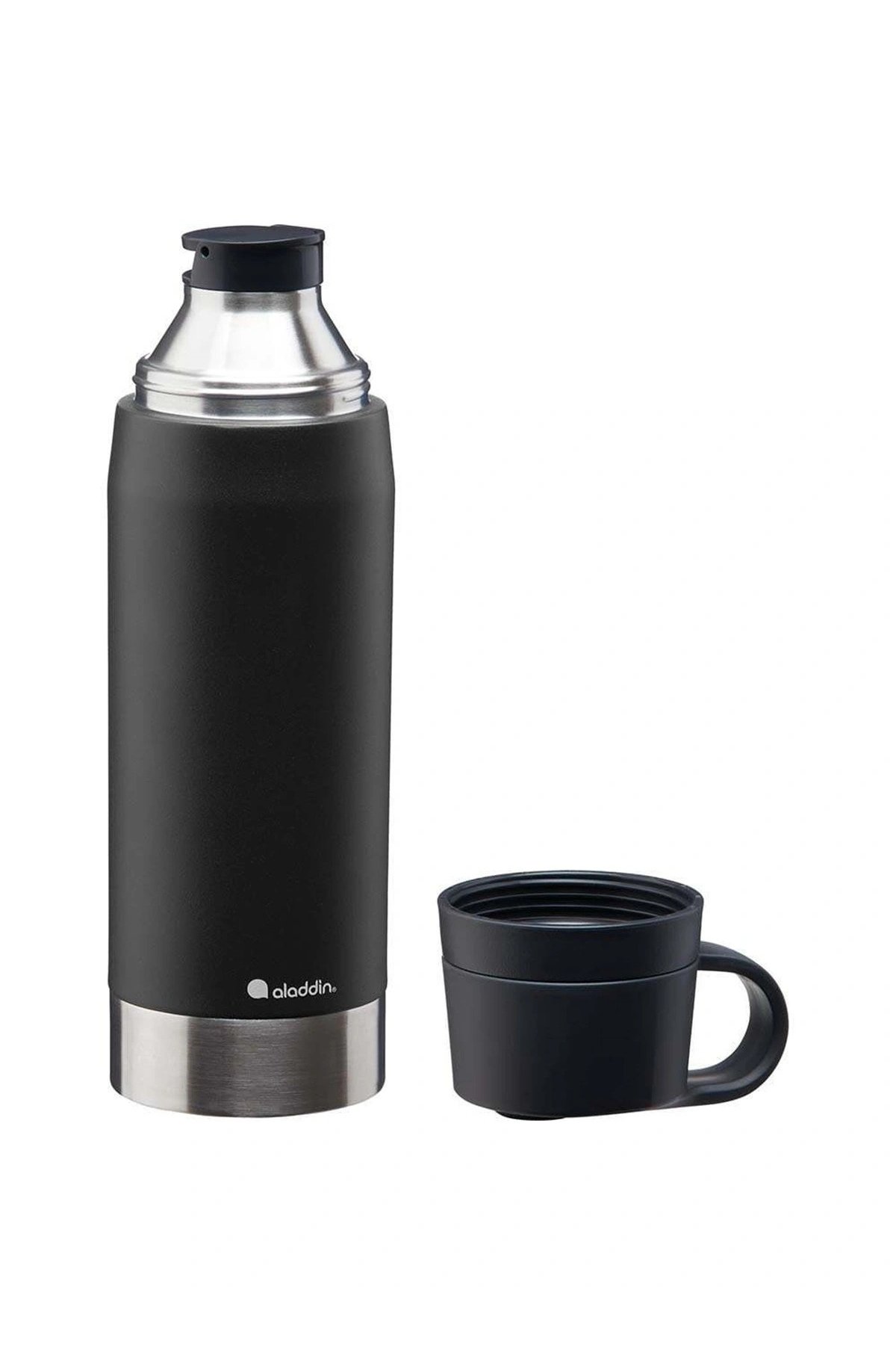 Aladdin Citypark Thermavac Çift Bardaklı Çelik Termos 1.1 LT, Siyah