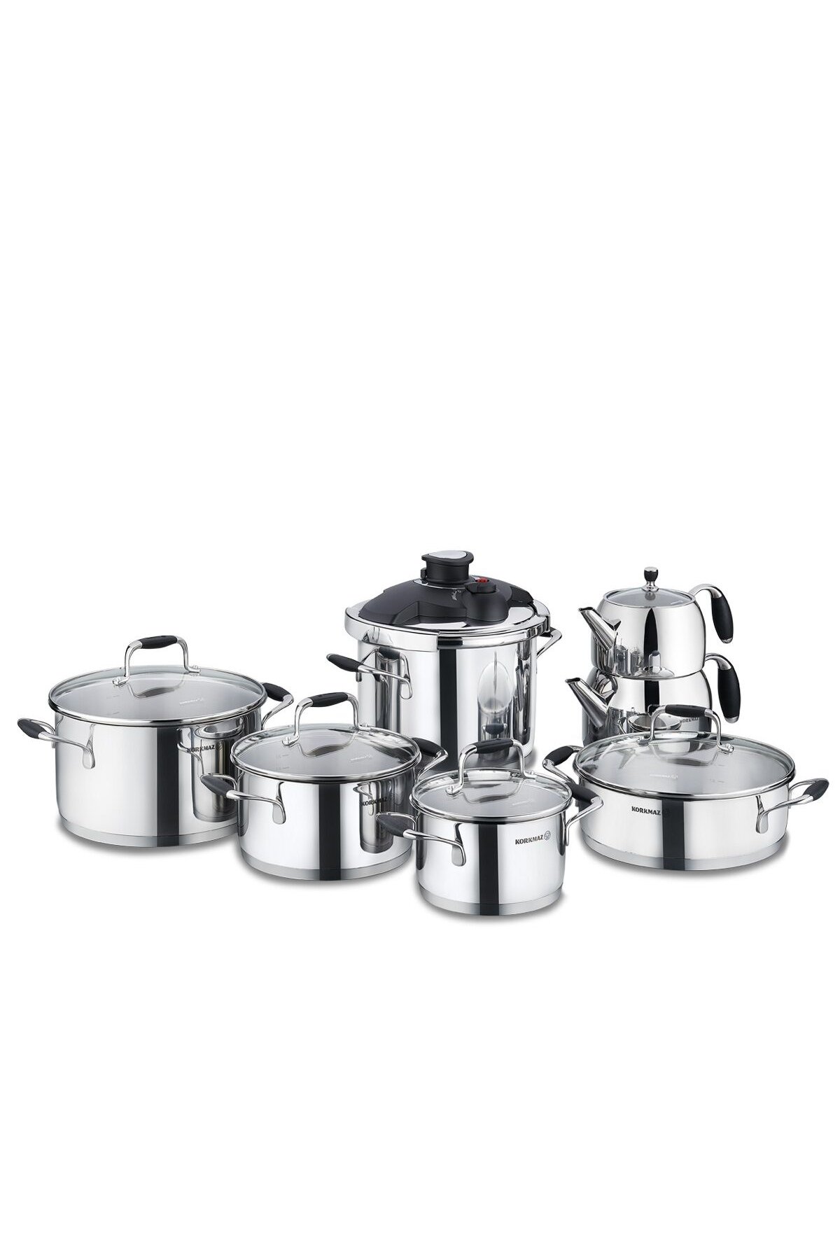 Korkmaz Flora 14 Parça Hiper Set Siyah A1758 İnox
