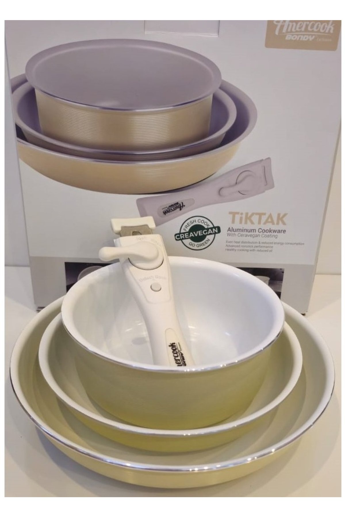 Amercook Bondy 4 Parça Tava Seti Krem