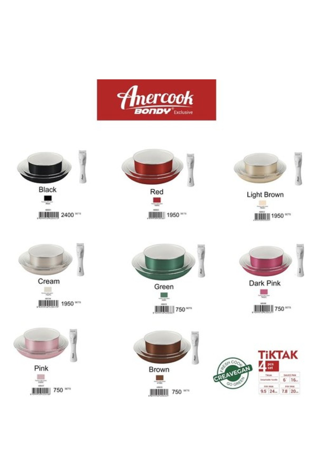 Amercook Bondy 4 Parça Tava Seti Siyah