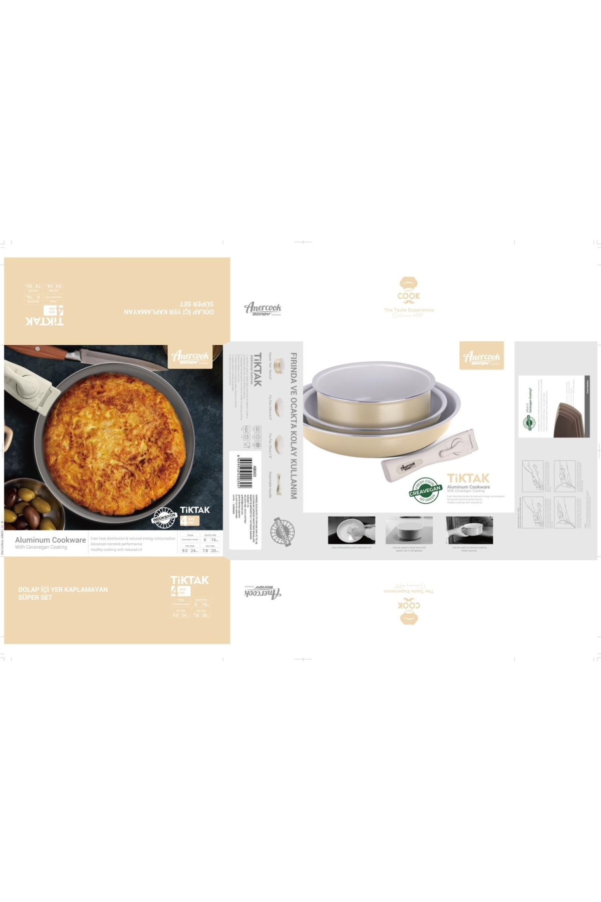 Amercook Bondy 4 Parça Tava Seti Vizon