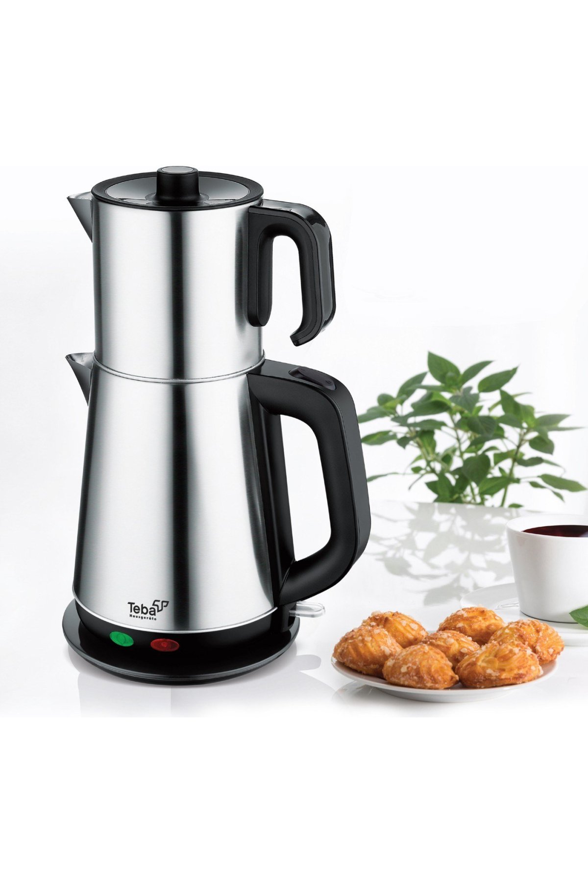 Teba THC-800 CM Elektrikli Çelik Çay Makinesi 1.8 lt Su / 0.8 lt Demlik