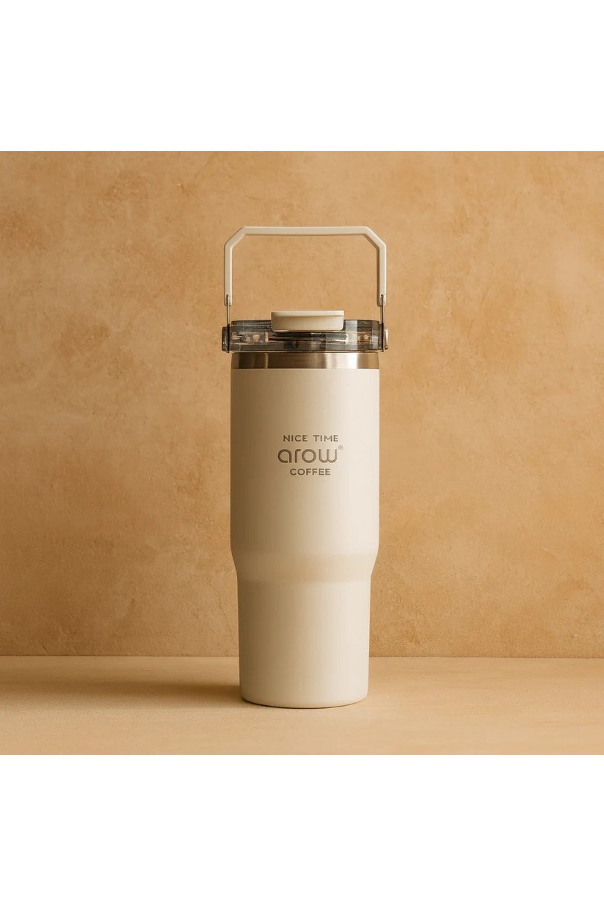 Arow H-206 Taşıma Kulplu Pipetli Kupa Matara 750 ML Beyaz