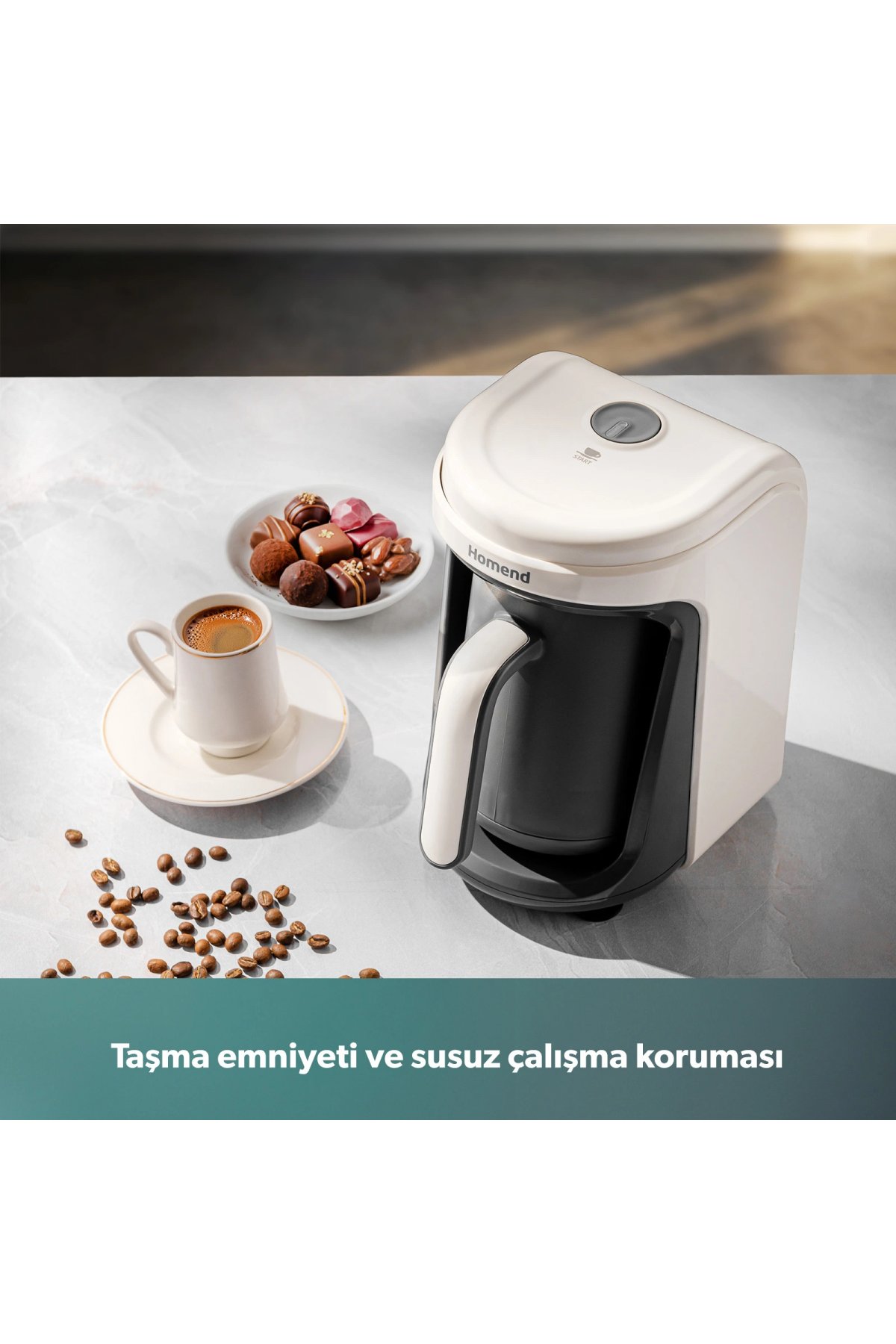 Homend Pottoman 1830h Bulut Kremi Türk Kahve Makinesi