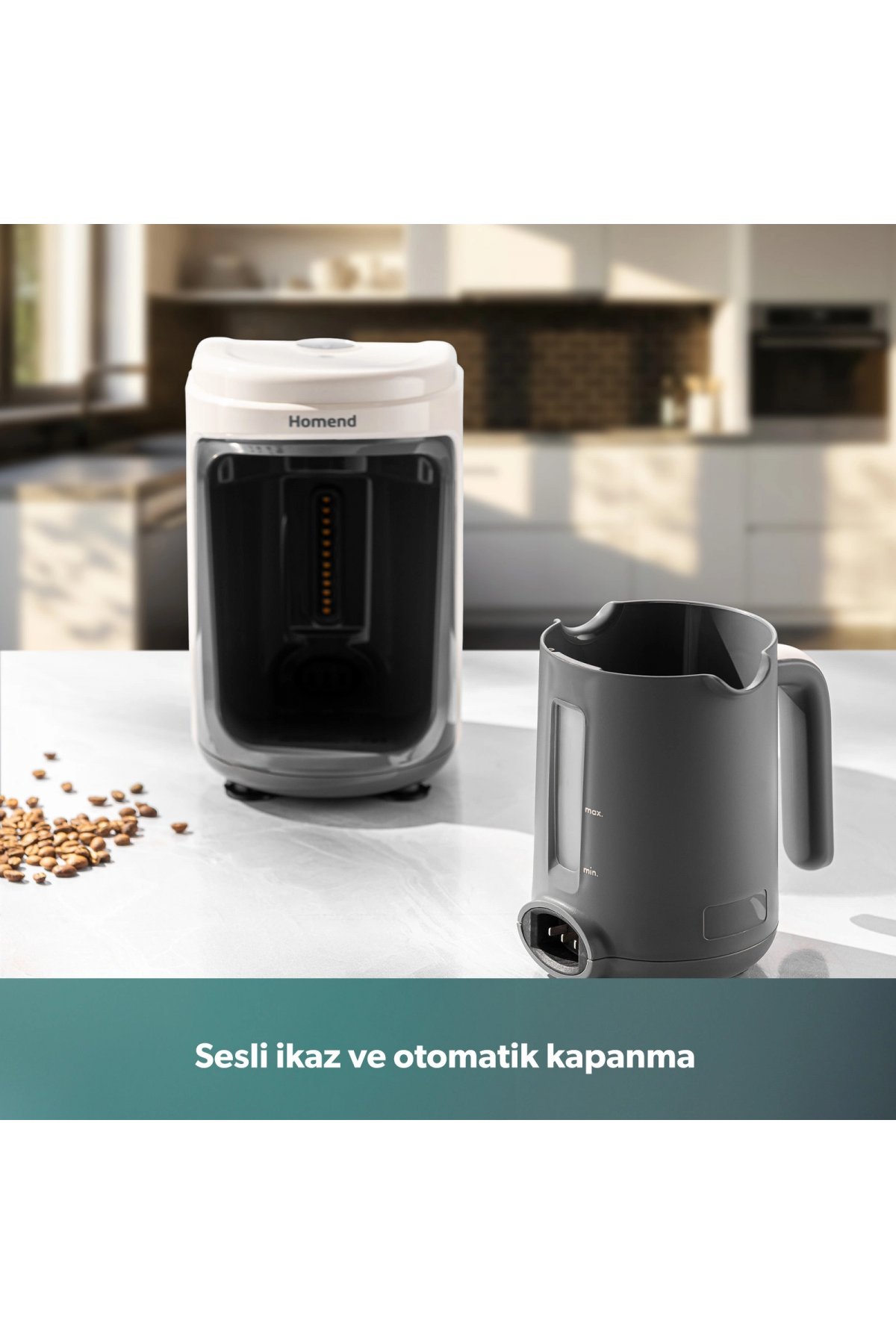 Homend Pottoman 1830h Bulut Kremi Türk Kahve Makinesi