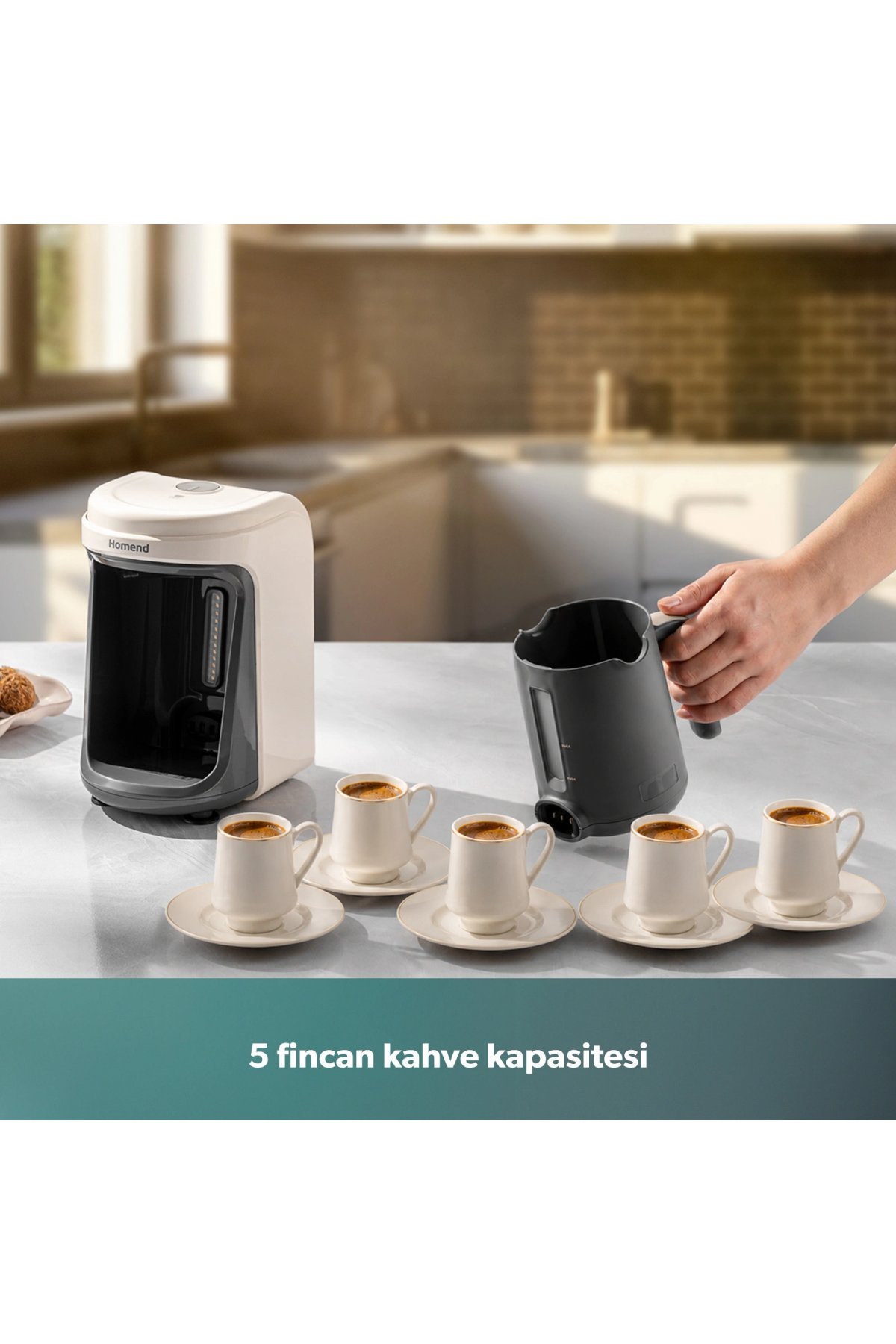 Homend Pottoman 1830h Bulut Kremi Türk Kahve Makinesi