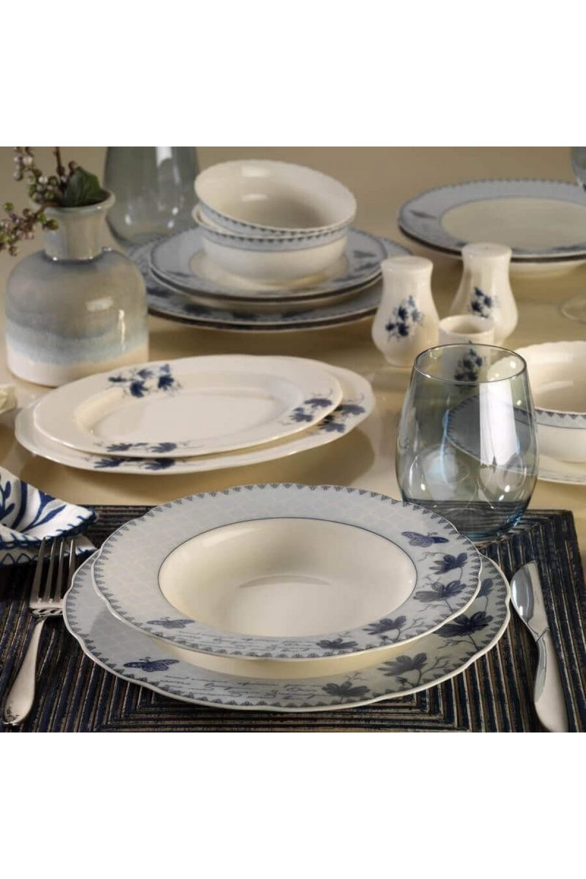 Kütahya Porselen Bone Olympos 30 Parça 9830 Desenli Yemek Takımı